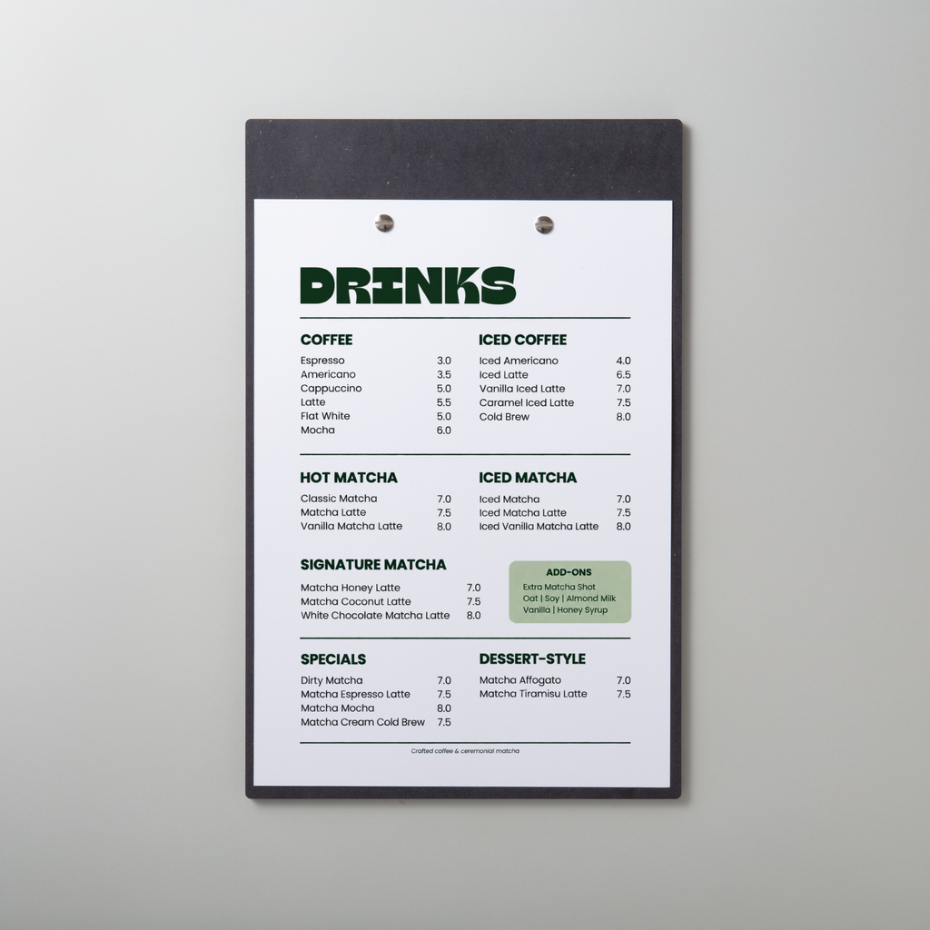 Paper Insert Menu Board